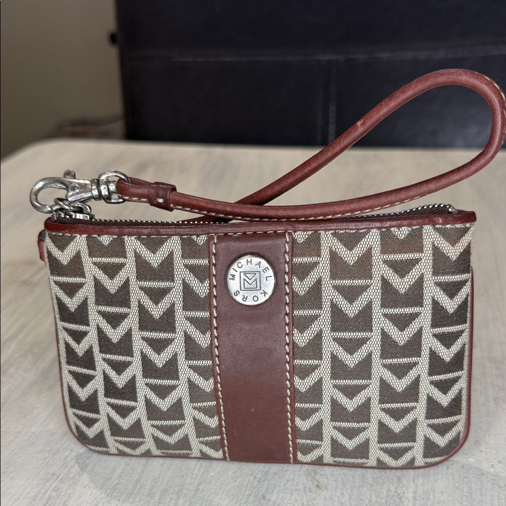 Michael Kors Brown and Tan Patterned Wristlet